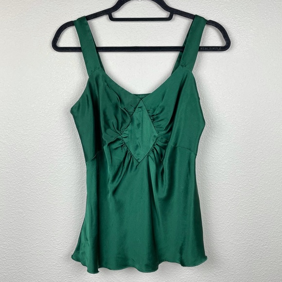 Vintage Tops - VTG 90's Nine West Women's 4 Emerald Green 100% Silk Tank Top Blouse Wide Strap